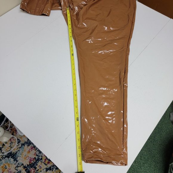 Adidas x Ivy Park Womens Wild Brown Latex Pants Size 4X Embroidered Logo Beyonce - Picture 10 of 16